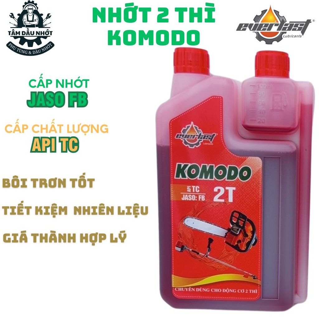 [Combo 2 chai] nhớt 2 Thì EVERLAST KOMODO, nhớt pha xăng dành cho động cơ 2 Thì