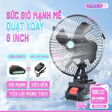 （Chế độ xoay） Quạt sạc,Quạt pin makita,Quạt Cầm Tay,Xoay được Quạt tích điện,10Cell,Kéo dài đến 2-8H