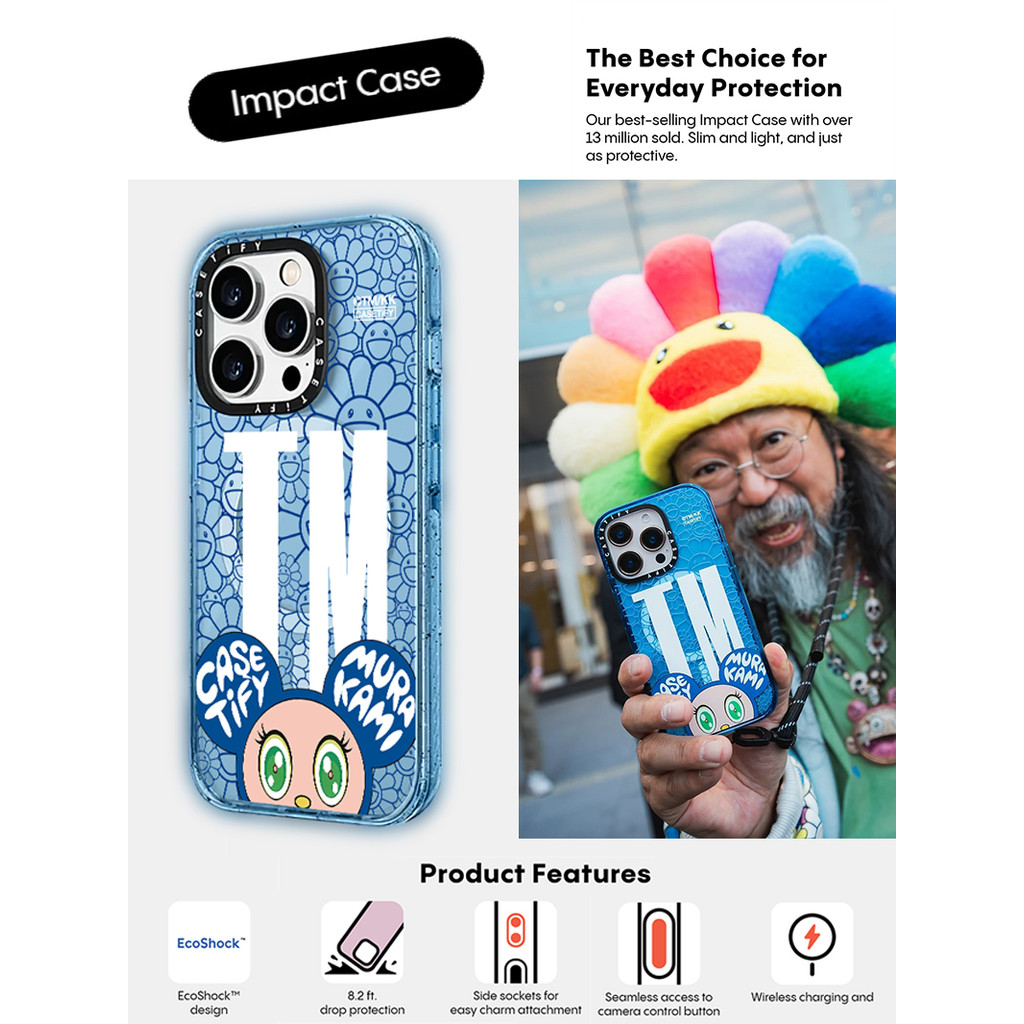 Casetify X Takashi Murakami Ốp Lưng Sierra Blue Hút Từ Tính Cứng Acrylic Ốp Lưng Cho Apple IPhone 12 13 14 15 16 Pro Max Plus Có Hộp