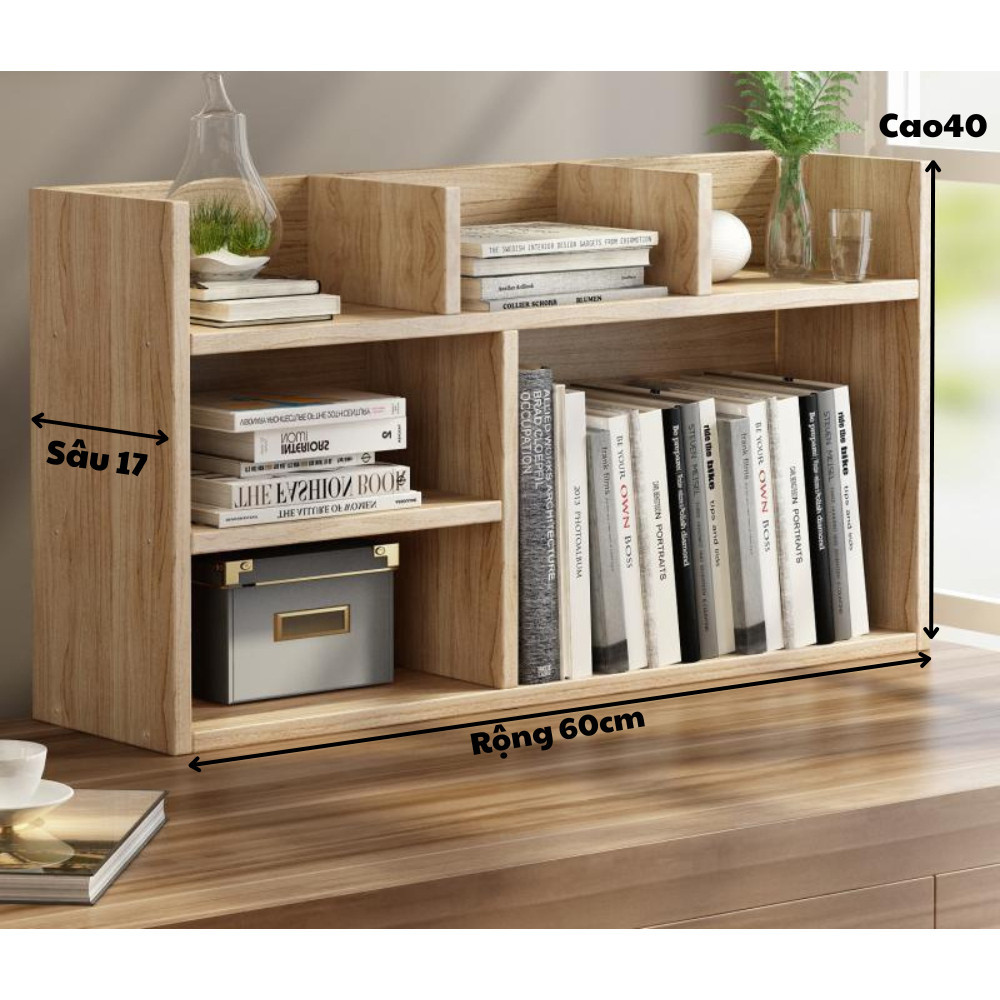 Kệ hồ sơ, giá sách để bàn, kệ để tài liệu 5 ngăn thiết kế gọn gàng có tấm hậu chắn sau