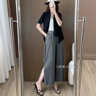 Miyake Quần Xếp Ly Nữ Mùa Hè Phong Cách Mới Drap Cắt Eo Cao Rời Kích Thước Lớn Ôm Hơn Nhìn Rộng Chân Quần loe Quần