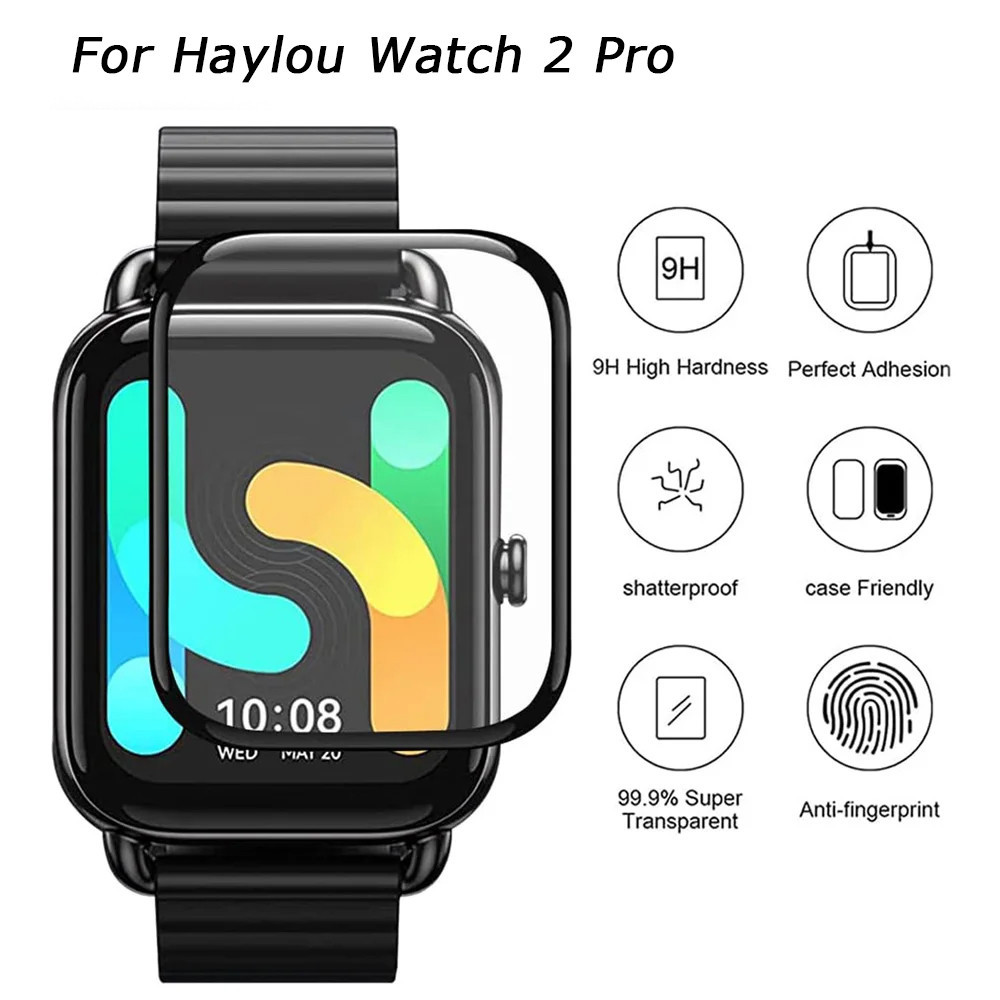 Phim kính cường lực 400D full cover HD cạnh đen chống trầy xước cho Haylou Watch 2 Pro R8 Solar Lite bảo vệ màn hình