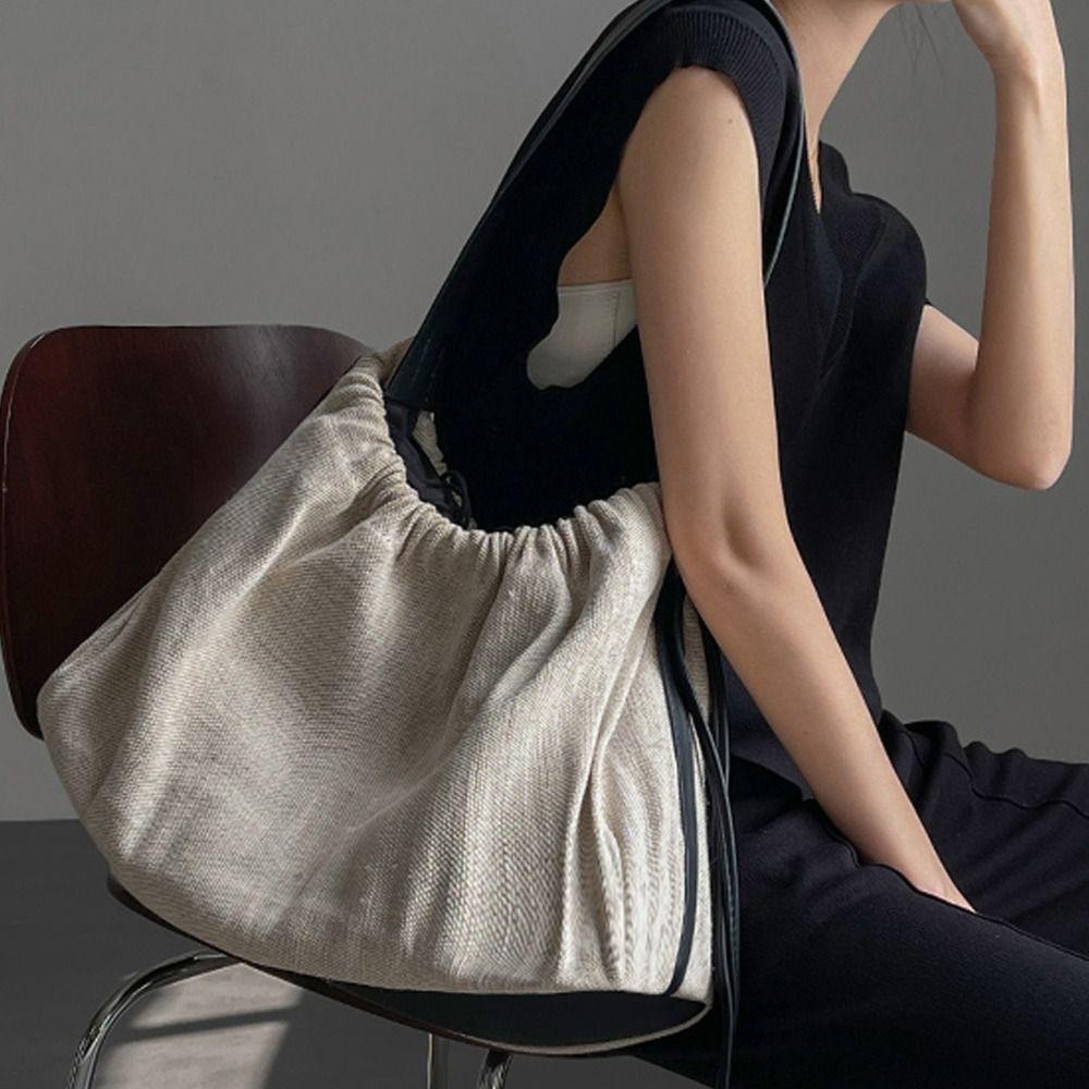 HOBBYIN Túi đeo vai HOBBYIN, Túi du lịch đeo chéo dây rút nhẹ, Túi mua sắm bằng vải Canvas thời trang Túi Tote dung tích lớn