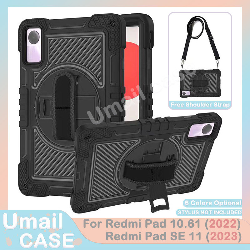 Ốp Chống Sốc Hạng Nặng Cho Redmi Pad SE 11 2023 Redmi Pad 10.61 360° Vỏ máy tính bảng có dây đeo tay xoay