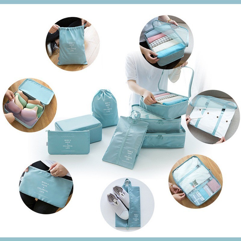 Set 7 Túi Du Lịch Đa Năng Chống Nước Dung Lượng Cao Thiết Kế Lưới Minh Bạch Và Có Thể Nhìn Thấy Dễ Dàng Phân Loại