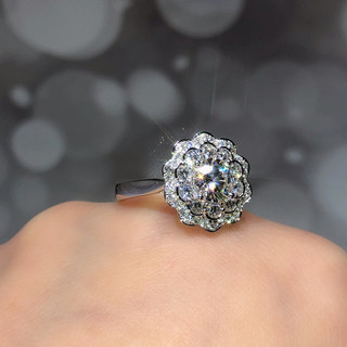 ❤ Original Hai Lớp Hoa 1 Carat Moissanite Nhẫn Nữ Trang Sức Sang Trọng