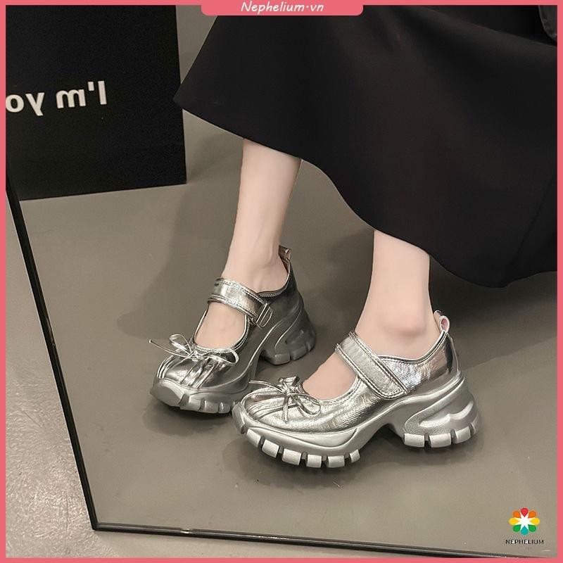 Giày Nữ Mary Jane Đế Dày Phong Cách Mới 2024 Xuân Hè Tăng Chiều Cao Giày Nền Tảng