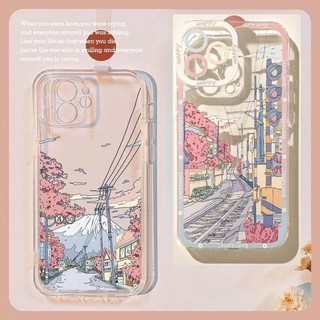 Ốp Điện Thoại Phong Cảnh Anime Nhật Bản Cho IPhone 15 Pro Max 14 11 12 13 Mini XR XS 7 8 6 6S Plus SE 2020 2022 Vỏ Mềm TPU Bảo Vệ Ống Kính Cặp Đôi Chống Va Đập Mặt Sau