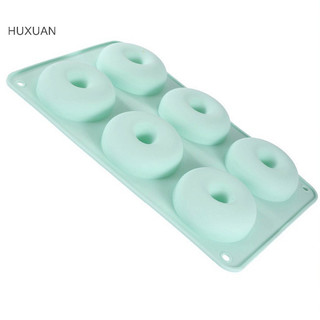 Huxuan 1 6 Bánh Donut Bánh Khuôn Silicon DIY Nhà Bếp Nướng Khuôn Khay Nướng Bánh Donut Làm Kẹo Khuôn Trang Trí Bánh Phụ Kiện RFT