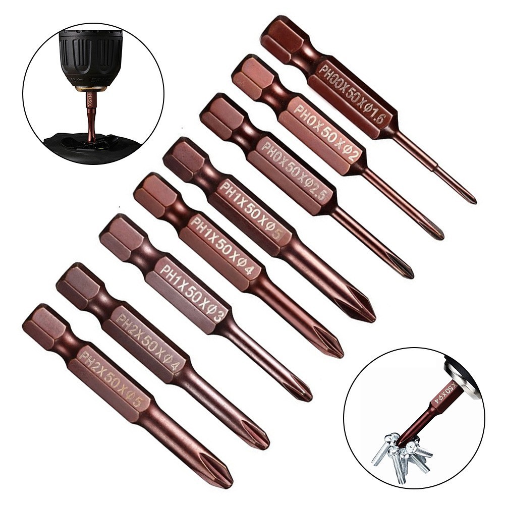 [Cosyh] Mũi tuốc nơ vít lục giác 50mm 1 / 4 inch Máy khoan tác động điện PH00 PH0 PH1 PH2