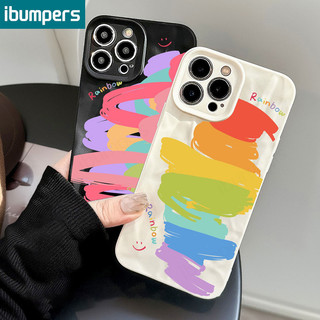 ibumpers Ốp lưng Iphone hàn quốc đơn giản cầu vồng họa tiết nhám Ốp điện thoại mỏng silicone mềm chống sốc cho iphone 15 14 12 13 11 pro max ip 7 8 plus iphon x xs xr xs max