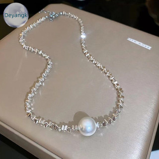 Deyangk Bạc Gãy Ngọc Trai Mặt Dây Chuyền Vòng Cổ Dây Chuyền Opal Sáng Bóng Nữ Tính Khí Trang Sức Vòng Cổ Choker Trang Sức Cưới Quà Tặng Sinh Nhật VN