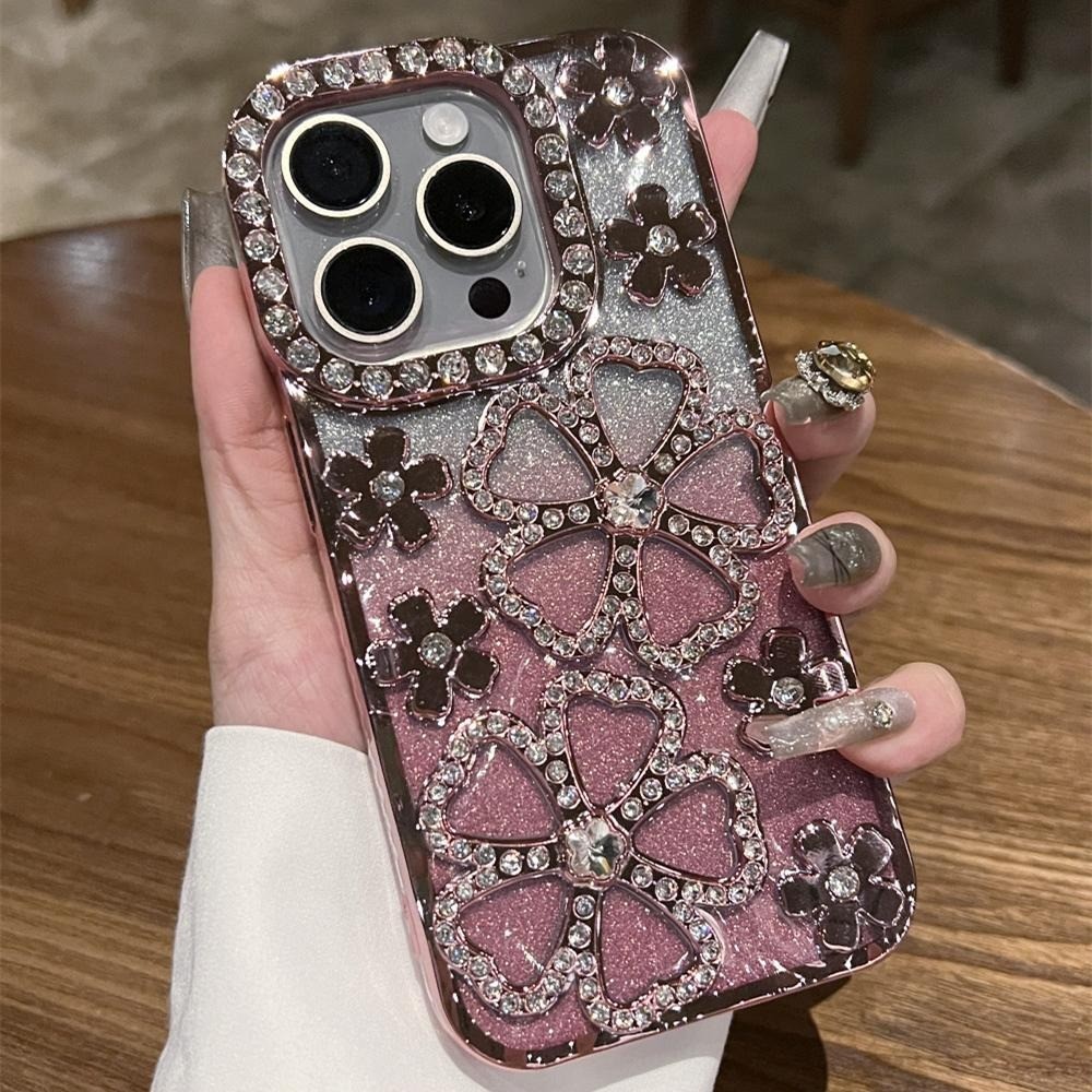 Lấp Lánh Kim Cương 3D Hoa Ốp Lưng Điện Thoại iphone15 Pro Max 14 13 12 11 Vỏ Cho iPhone Vỏ Mềm TPU Silicon Vỏ Bảo Vệ Toàn Diện Chống Sốc
