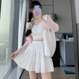 Chân váy nữ dáng xòe hai tầng NHỎ CLOTHING chất xốp đũi mềm mịn mặc mát phong cach tiểu thư có bigsize 50-95kg CV409