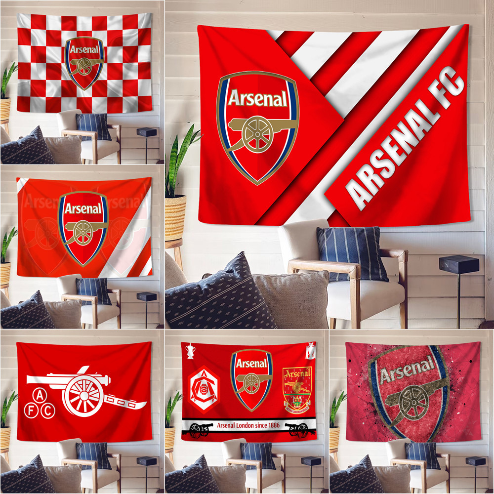 Arsenal F.C. Logo Tấm Thảm Treo Tường Có Kẹp Tấm Thảm Polyester Phòng Ngủ Treo Tường Tấm Thảm Trang Trí Nhà Cửa