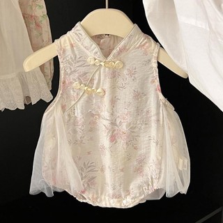 Phong Cách Trung Hoa Cho Bé Mùa Hè Jumpsuit Bé Gái Quần Áo Mùa Hè Phong Cách Phương Tây In Hình Áo Liền Quần Cho Bé Một Tuổi Quần Áo Mùa Hè 7.7