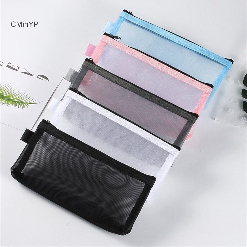Cminyp Lưới Trong Suốt Hộp Đựng Bút Lập Thể Túi Văn Phòng Sinh Viên Hộp Đựng Bút Túi Bảo Quản Vinh Quang