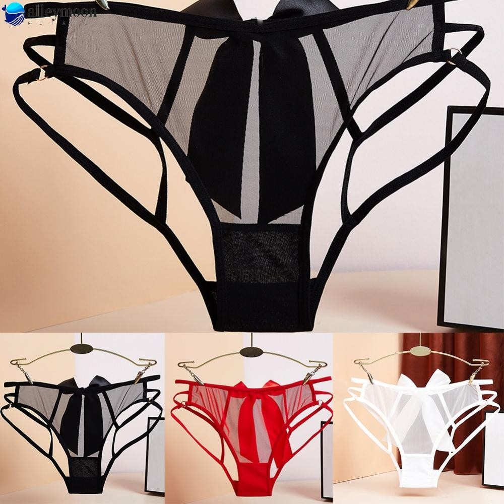 Underwear Comfortable Cotton Crothless Lace Medium Stretch Nylon Panties
