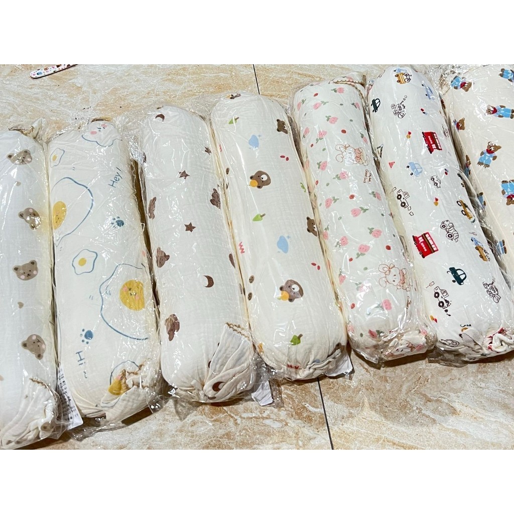 Gối ôm cho bé, gối ôm hình kẹo từ xô muslin kết hợp với ruột bông kháng khuẩn, vỏ có thể tháo rời BNC01 Voi Gối Ngủ