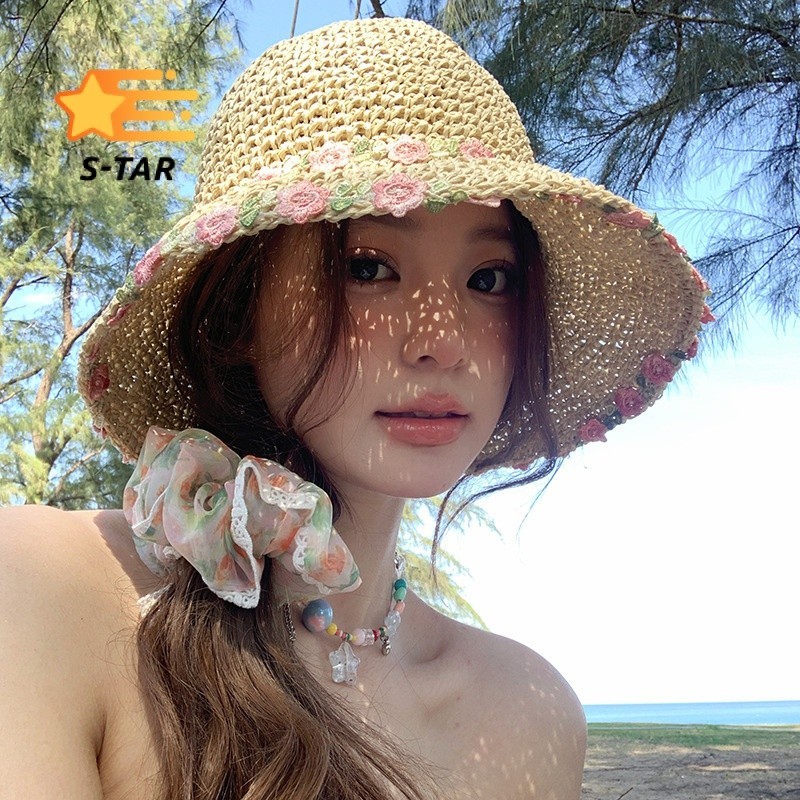Mũ ngư dân rơm với vành lớn mũ che nắng có thể gập lại Phong cách mục ...