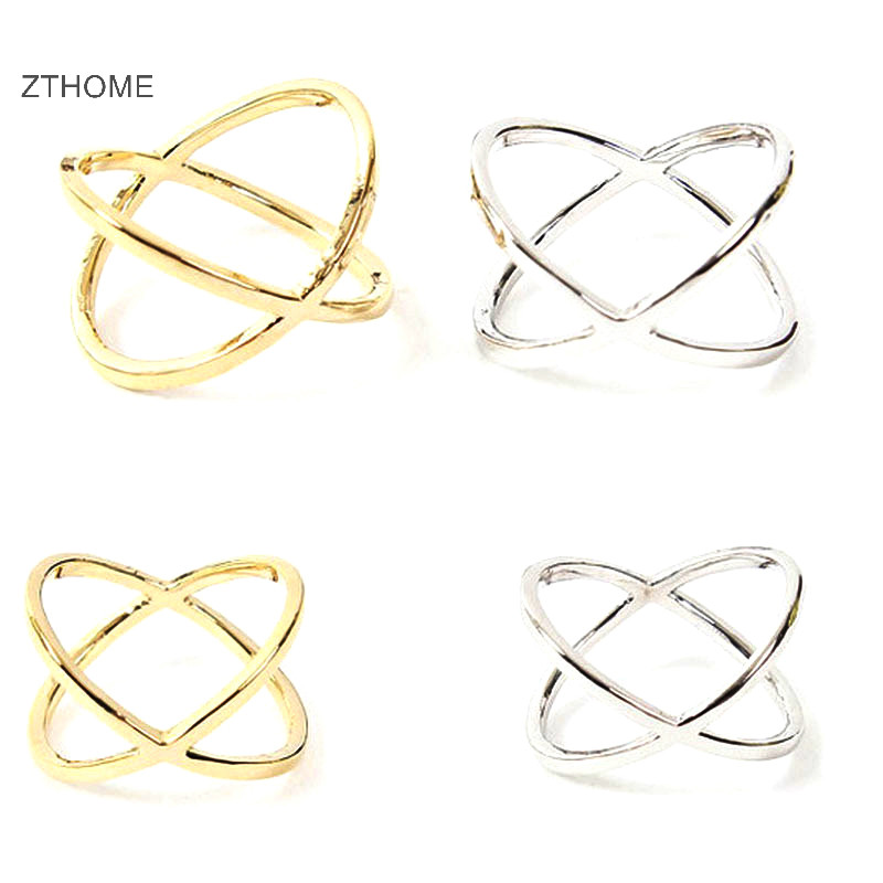 Zthome Bohemian Vintage Chữ Thập Vàng Nhẫn Nữ Cưới Hợp Thời Trang Dây Thép Không Gỉ Trang Sức Cổ Nhẫn HOT