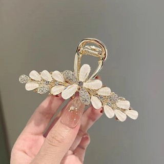 Mauropoli Kẹp tóc hoa thủy tinh đính đá nữ cao cấp, kẹp lớn tinh tế cá mập sau đầu, nửa kẹp mũ đội đầu