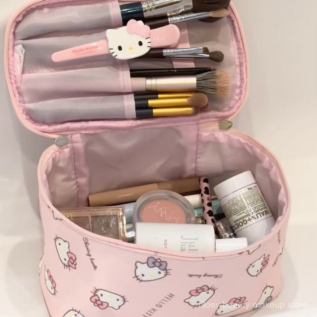 Hello Kitty Cute Printing Large Capacity Portable Cosmetic Bag Portable Wash Handbag Storage Bag HQSA
