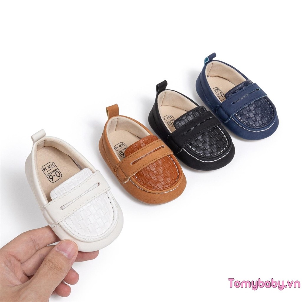 Giày Loafer Cho Bé Màu Trơn Chống Trơn Trượt Đế Mềm Giày Slip-on Thông Thường Cho Bé Trai Bé Gái