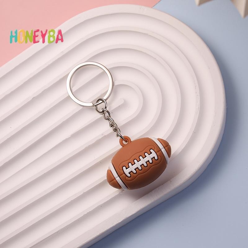 Móc khóa PVC thể thao mô phỏng bóng đá, bóng rổ, bóng chuyền, bóng bầu dục – phụ kiện ba lô, xe hơi – quà tặng