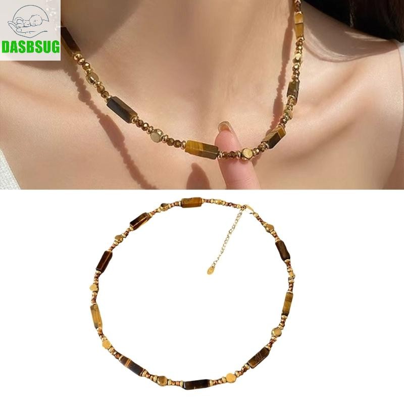 Dasbsug Hổ Đá Mắt Hạt Vòng Cổ Đá Quý Độc Đá Quý Mặt Dây Chuyền Choker Để Mặc Hàng Ngày