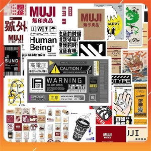 Hộp 50 Sticker Hình MUJI Decal Phản Quang 7 Màu Halogram Chống Nước - Gì Cũng In - MS: 000149