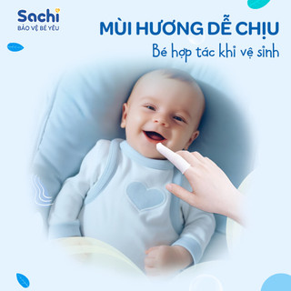 [Tặng 2 Khăn Sữa]Combo 2 Gạc Rơ Lưỡi SACHI Dịch Chiết Lá Hẹ Dùng Vệ Sinh Răng Miệng An Toàn Cho Bé Từ 0 Tháng Tuổi