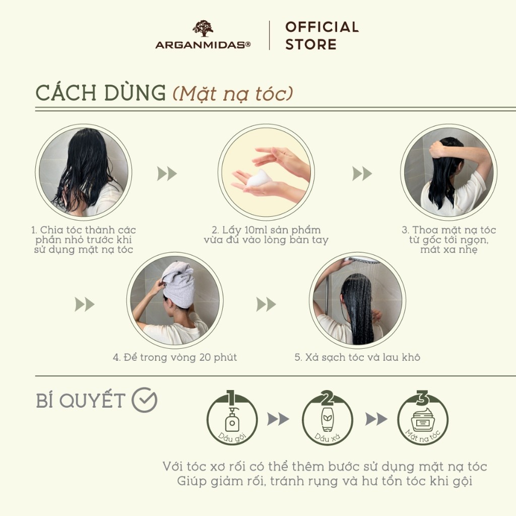 Ảnh Combo dầu gội kiềm dầu Arganmidas tạo phồng chân tóc và ủ Collagen siêu dưỡng ẩm Phục Hồi Tóc Hư 450ml 3