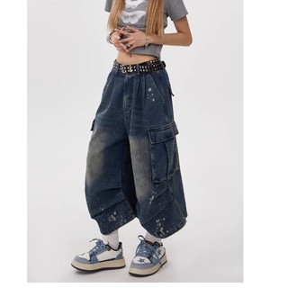 Gksss Quần jean nam tay ngắn phong cách hip-hop đường phố cao cấp Mỹ thiết kế eo cao phong cách trung tính quần short denim nhiều túi