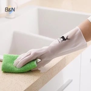 B & N Phong Cách Đơn Giản Găng Tay Rửa Chén Gia Đình Nữ Giặt Quần Áo Găng Tay Cao Su Chống Thấm Nước Mỏng Bàn Chải Gia Đình Bát Găng Tay Cao Su.