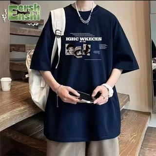 Kyushuad nam ngắn tay phiên bản Hàn Quốc của áo thun dáng rộng xu hướng đơn giản