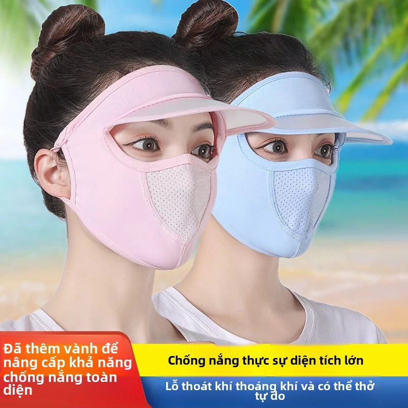Mặt nạ chống nắng bằng lụa bán chạy mùa hè 2025 Bảo vệ cổ toàn mặt UPF50 + Mặt nạ chống tia cực tím mũ 3D Thích hợp để đi câu cá thoáng khí Không cất cánh
