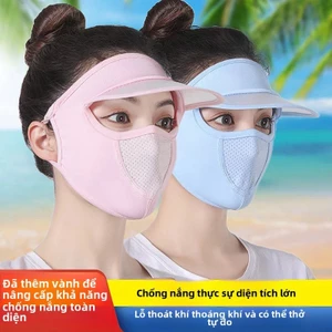 Mặt nạ chống nắng bằng lụa bán chạy mùa hè 2025 Bảo vệ cổ toàn mặt UPF50 + Mặt nạ chống tia cực tím mũ 3D Thích hợp để đi câu cá thoáng khí Không cất cánh