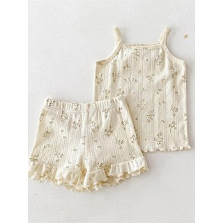 Bộ đồ mặc nhà quần short hai dây mùa hè cho bé gái Bộ đồ điều hòa hoa nhỏ cho bé gái Bộ đồ ngủ trẻ em Bộ hai chiếc