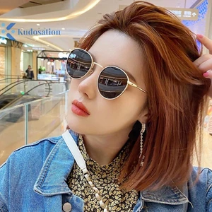 Kudosation Xu Hướng Ngôi Sao Cùng Phong Cách Kính Châu Âu Mỹ Nhỏ Hình Bầu Dục Sắc Thái Kính Mát Ánh Sáng Chống Bức Xạ Kính Mắt Cho Người Phụ Nữ