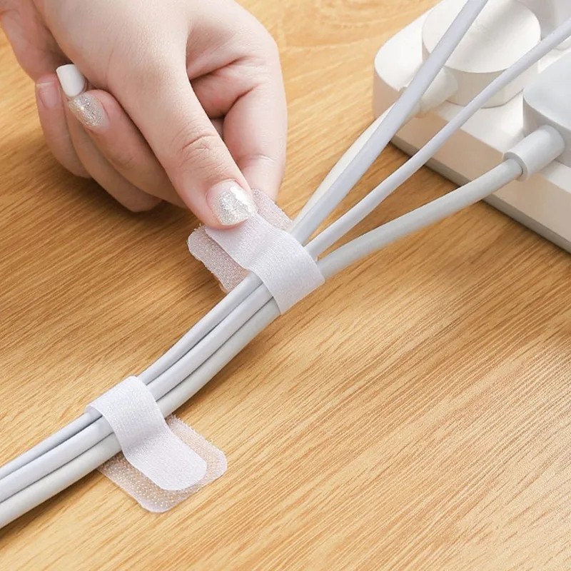 Bộ sắp xếp cáp 10Pc - Dây buộc khóa kéo phân loại cáp dữ liệu - Dụng cụ cố định mặt sau tự dính - Nhãn dán cố định đa chức năng trong gia đình - Dây buộc cáp treo tường cho dây nguồn, tai nghe