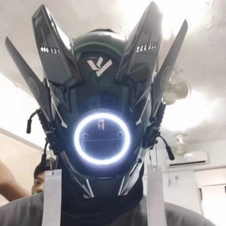 Mặt nạ Cyberpunk Mặt nạ có thể sạc lại cos Cool Mecha Unisex Đạo cụ Mũ bảo hiểm hiệp sĩ độc đáo Gundam