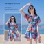Áo tắm nữ in hình lá phong đi biển Bộ đồ Bikini che xác thịt và giảm béo Bộ đồ bơi eo cao