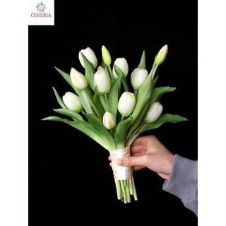Bó hoa tulip cao su siêu bền màu sắc chân thực dùng chụp ảnh, đính hôn, đám cưới CEVERIA