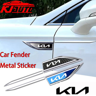 2 Cái / bộ Mới KIA KN Xe Fender Kim Loại Miếng Dán Bên Ngoài Trang Trí Bên Phải Trái Đề Can Sửa Đổi Cho Seltos K2 K3 K5 Carens Forte Cerato Soluto Sportage Picanto Carnival Phụ Kiện