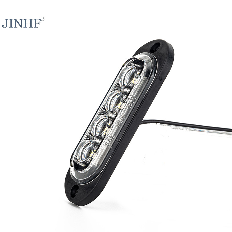 Jinhf 12V 24V Xe Tải LED Bên Đánh Dấu Ánh Sáng Xe Trailer DOT E8 Đánh Dấu Phản Quang Van Giải Phóng Đèn Cho Xe Tải RV Xe Buýt Thuyền HOT