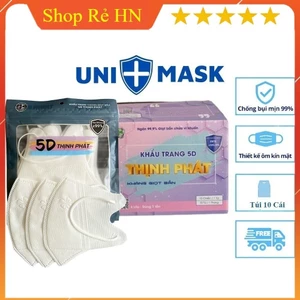 Thùng 100 chiếc khẩu trang Thịnh Phát 5D TRẮNG kháng khuẩn ôm mặt chính hãng