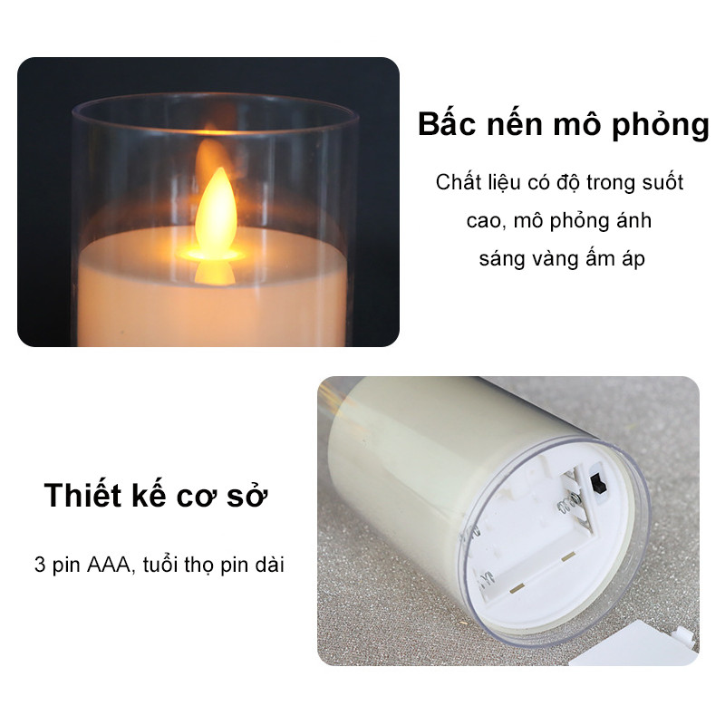 Nến điện tử tim lắc,nến trong suốt, nến pin, Đèn nến điện tử xoay LED，Có thể sử dụng cho các bữa tiệc và các dịp khác