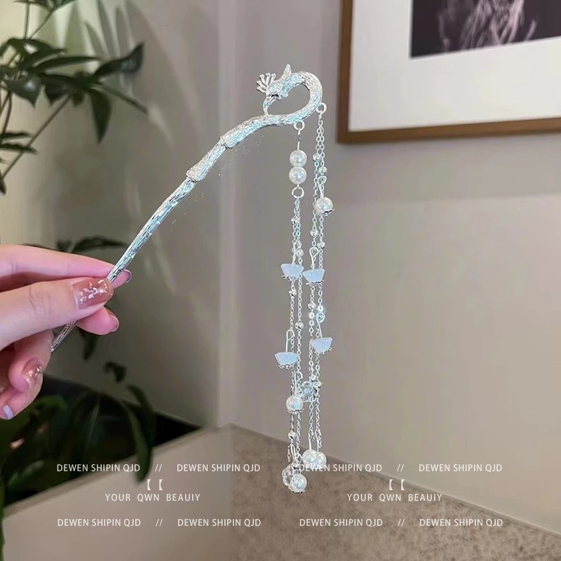 Phong Cách Cổ Phượng Hoàng Tua Rua Kẹp Tóc Mới Phong Cách Trung Hoa Hanfu Sườn Xám Phong Cách Dài Kẹp Tóc Nữ Kẹp Tóc Mũ Đội Đầu