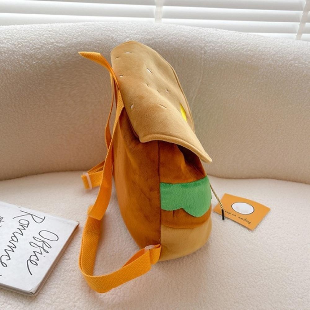 Ba lô Hamburger, Túi đi học dây rút Hamburger hoạt hình dung tích lớn, Ba lô du lịch có thể điều chỉnh đa chức năng đáng yêu cho trẻ em